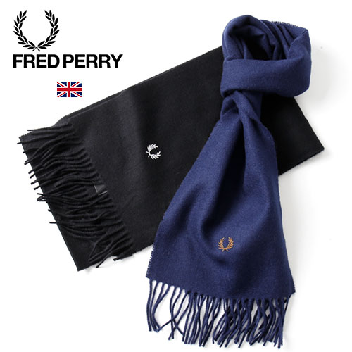 FRED PERRY/フレッドペリー LAMBSWOOL SCARF ラムウール フリンジ えり巻きC4126[ユニ一発やる 分かりやすい 絨毛 ワンポイント 商行為 刺しゅう 標準尺度 えり巻き 今めかしい 連合王国 差し上げ物 クリスマス X集合体 Xmas]