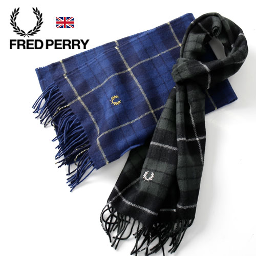 [継続期間SALE] FRED PERRY/フレッドペリーLAMBSWOOL TARTAN SCARF C8137 ラムウール タータンマフラー フリンジ[ユニ一発やる 分かりやすい 絨毛 ラムズウール えり巻き ワンポイント 商行為 刺しゅう 今めかしい 連合王国 UK 成年者 差し上げ物 クリスマス X集合体 Xmas]