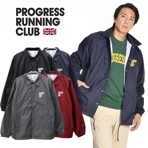 [期間SALE] The Progress Running Club/プログレス ランニングクラブ 1998 NYLON COACH JACKET ナイロンコーチジャケット PRC-24AW 26[レトロデザイン メンズ 英国 UK ロンドン PRC スポーツ プリント 長袖 ロゴ ストリート おしゃれ ヤッケ]