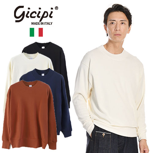 [継続期間SALE] Gicipi/ジチピ ORSO(オールソ）ミラノリブ クルーネックニットソー 伸び伸びする相応う 2504A [メンズ 長袖 肋筋付き添い人ロング衣袂 イタリア製 無地 綿織物 綿 PESANTE ペザンテ ゆったり レディース ユニ一発やる 汗水感覚的な体験]