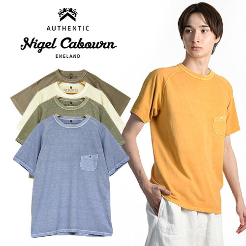 Nigel Cabourn/ナイジェル・ケーボン 5.6oz BASIC T-SHIRT PIGMENT 80460021021 クルーネック Tシャツ ピグメント加工 [メンズ クラシック ヴィンテージ 色ムラ ビンテージ CLASSIC MAIN LINE 英国 UK こだわり おしゃれ かっこいい 夏 大人 半袖]