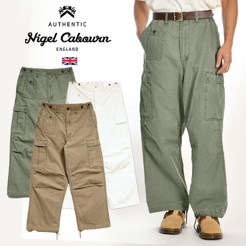 Nigel Cabourn/ナイジェル・ケーボン ARMY CARGO PANTS RIPSTOP PIGMENT アーミーカーゴパンツ リップストップ ピグメント 80520050013 [メンズ 50S ワイド UK 英国 英国軍 ミリタリー 日本製 経年変化 コットン こだわり お洒落 おしゃれ ヴィンテージ ワーク]
