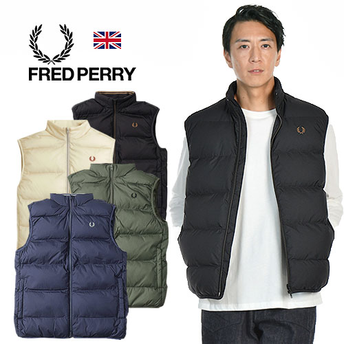 [期間SALE] FRED PERRY/フレッドペリー INSULATED GILET インサレーテッド ナイロン 中綿ベスト J8522 [メンズ ジャケット ジレ 防寒 あたたかい カジュアル 黒 リップストップ 月桂樹 ローレル ナイロン100％ おしゃれ かっこいい 英国 UK 秋物 冬物 プレゼント]