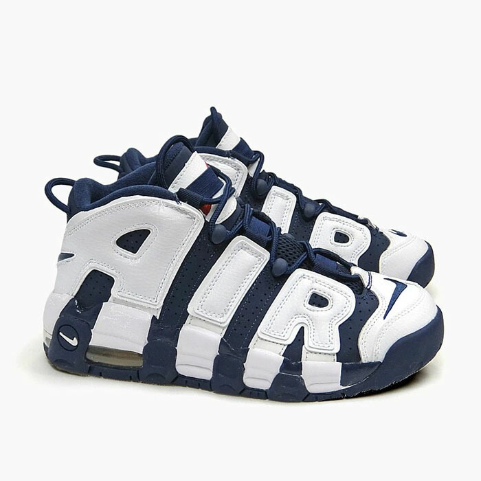 楽天市場 並行輸入品 Nike Air More Uptempo Gs Olympic 4150 104 White Navy ナイキ エア モア アップテンポ レディース スニーカー ホワイト ネイビー 白紺 セレクトショップ Jackpot Store