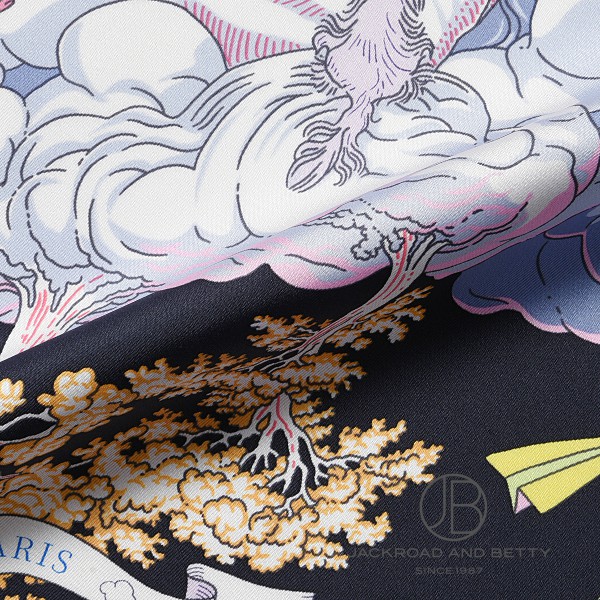 エルメス HERMES カレ90 新品 私の雲 財布 バッグ ネイビー 紺 小物