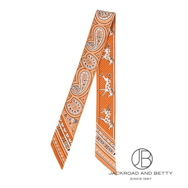 エルメス HERMES ツイロバート・エドワード・リー シュヴァル ドゥ 冷やりとした バンダナ オレンジ色 杏 ブラン H064259S 05 新品 御徒面子/銭入れ/小物
