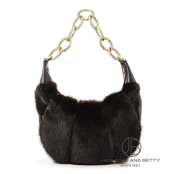 ヴァレンティノ VALENTINO スモール チェーン ホーボー ファー バッグ ブラック DB0204VIN-760002 中古 バッグ/財布/小物