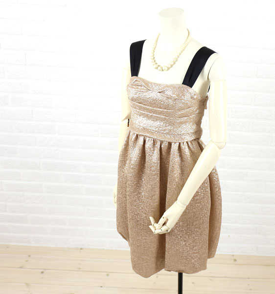 カエン kaene ポリエステル ラメ バルーンギャザー ワンピース outlet ・001913-2471402(レディース)(last_1)