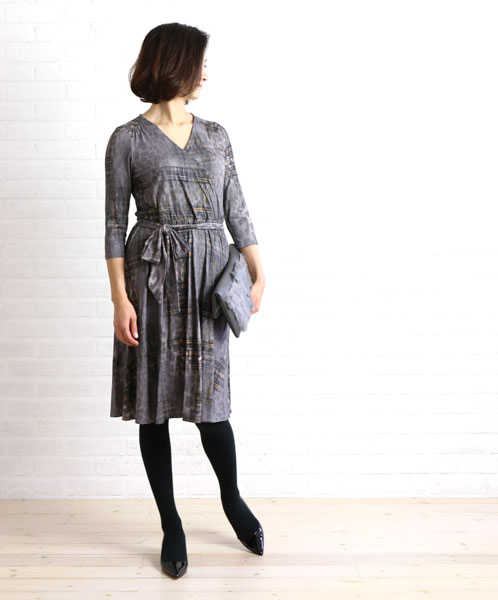 【50%OFF】スリードッツ three dots レーヨンポリウレタン カシュクールワンピース ラップドレス outlet ・NA5426Y-0441602(レディース)(last_1)|JACQUEMART