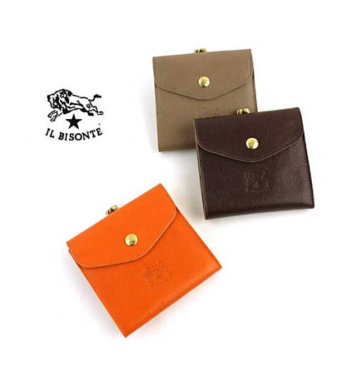 イルビゾンテ 財布 正規品 IL BISONTE 二つ折り財布本革 レザー フラップ がま口 ブラック ブラウン ホワイト レッド オレンジ ネイビー おしゃれ かわいい 売れ筋アイテム ・411277-0062201(メンズ)(レディース)