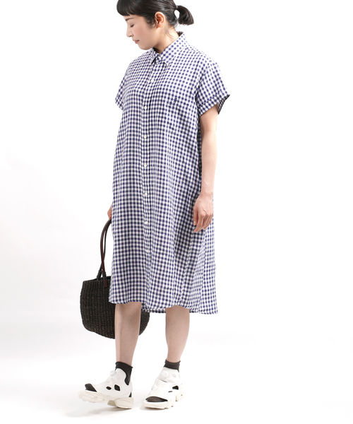 送料無料 ワンピース チェック ストライプ 半袖 ジムフレックス Gymphlex リネン レディース Jacquemart Jp 半袖 21年春夏新作 ジムフレックス Gymphlex リネン シャツワンピース J 1098lnp 国内正規品