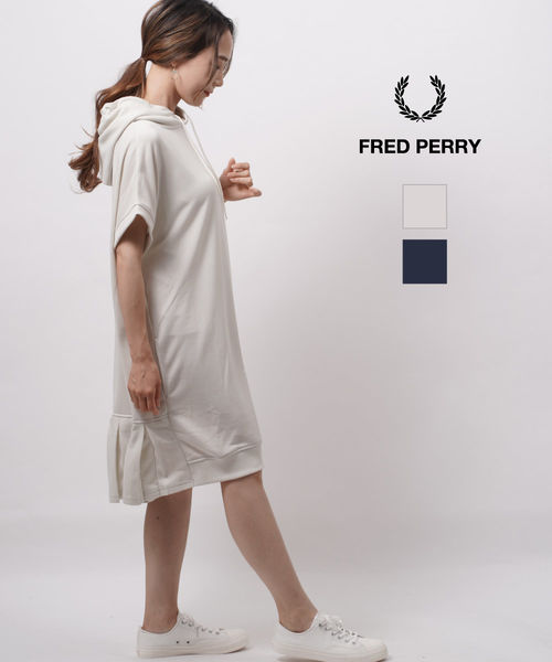 送料無料 ワンピース 国内正規品 21年春夏新作 Pleated ポイント15倍 スウェット フレッドペリー Fred Perry バックボックスプリーツ スウェット パーカーワンピース Pleated Sweat Parka F8611 レディース Jacquemart