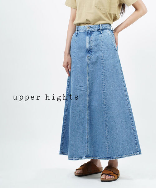 【マラソン期間中ポイント10倍】アッパーハイツ upper hights コットン デニム ロングフレアスカート パネルスカート THE TRACK SKIRT・18819902-2942202(レディース)(last_1)