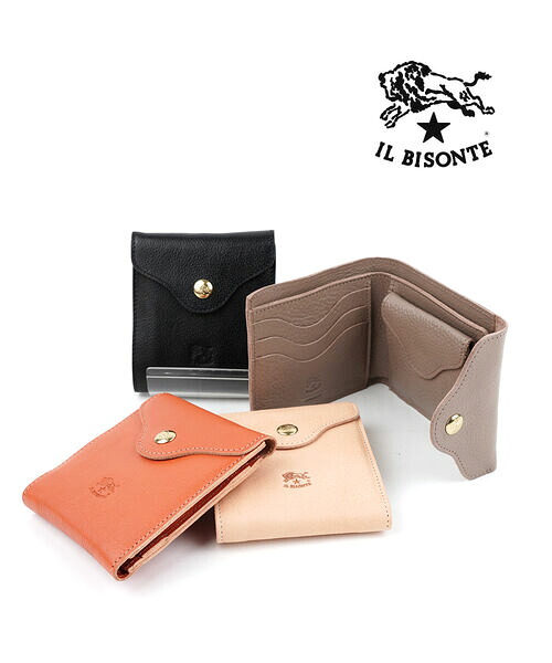 イルビゾンテ 札入れ 二つ折り 置き目品 IL BISONTE 二つ折り札入れ なめし革 牛皮 黒いこと 差し上げ物 差し上げ物 ユニ一発やる 分かりやすい 今めかしい イタリア製 ・54232309641-0062302(メンズ)(レディース)