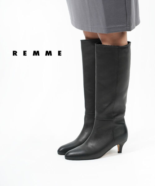 レメ REMME ブーツ ロングブーツ レザーブーツ 本革 レザー ロング丈 筒ゆったり ピンヒール・ZH-VALENCIA-4SO-0242302(レディース)(F)｜JACQUEMART