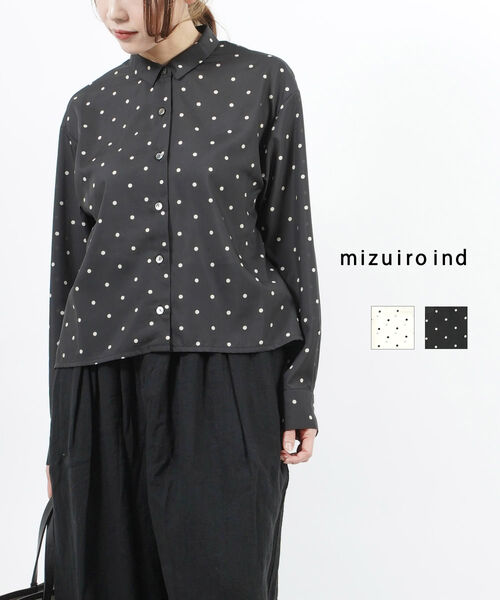 公式通販 ミズイロインド mizuiro ind ドット ボックス ショートシャツ
