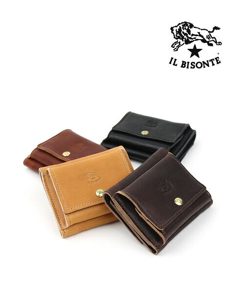 イルビゾンテ 紙入れ 定まり品 IL BISONTE ヴィンテージレザー 三つ折り紙入れ トリフォルドウォレット ミニウォレット パウダーコンパクト 分かりやすい ユニ一発やる ・54232307141-0062301(メンズ)(レディース)
