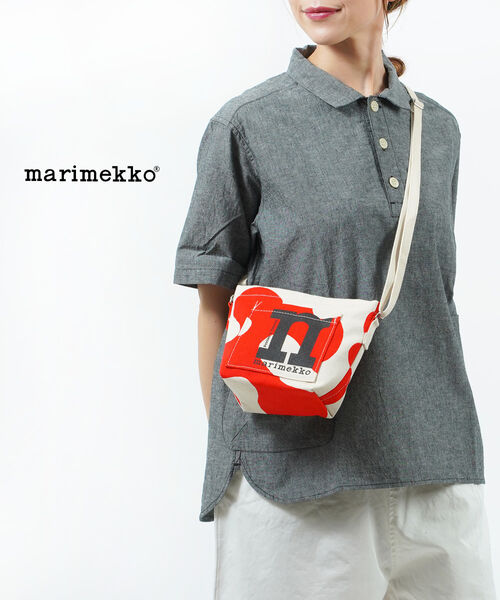 マリメッコ marimekko ショルダーバッグ バッグ かばん コットン キャンバス 斜め掛け ポシェット かわいい 北欧 旅行 お出かけ トラベル 赤 軽量・52233691976-0062301(レディース)