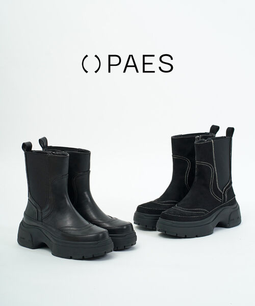 ペイズ PAES サイドゴアブーツ シューズ ブーツ ショートブーツ ブラック 黒 厚底 レザー サイドゴア ショート 短め 人気 定番 カジュアル・PAES-06-5042402(レディース)(B-2)|JACQUEMART