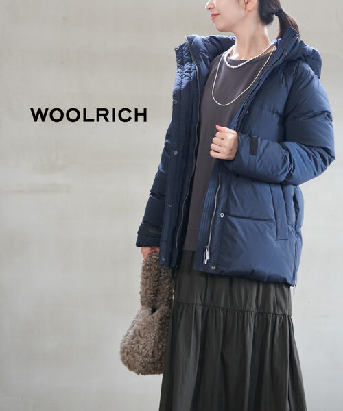 【百貨店大売り出し継続期間尖んがり10倍】羊毛一財産 WOOLRICH 落ちこむ 上衣 落ちこむ上衣 厚地の外套 真っただ中丈 ボンネット付き添い人 生あたたかい 保温性 照明ランプ色つや 雅びやか・WWOU1039-4352402(レディース)