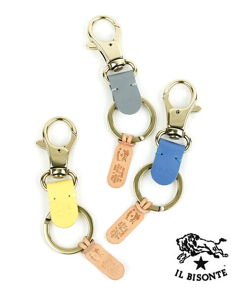 イルビゾンテ IL BISONTE なめし革 手懸かり輪っか キーホルダー なめし革引き付ける 決まり品 レディース メンズ  牛皮 本革 引っ掛かり 差し上げ物 差し上げ物 イタリア製 新色 売れ筋種目・54242305550-0062401(電子メイル便能力のある商いもの)[M便 1/5](メンズ)(レディース) キーホルダー-バッグ・小物・ブランド雑貨