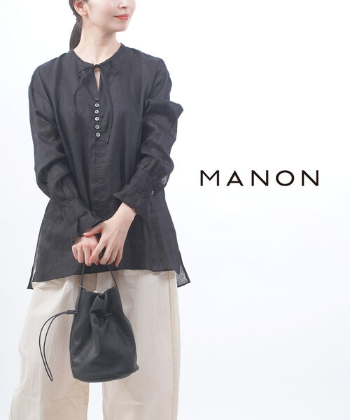 【ポイント2倍】マノン MANON ブラウス シャツ トップス リネン 麻 長袖 長め チュニック 薄手 透け感・MNN-SH-244-4902401(レディース) 15,048円