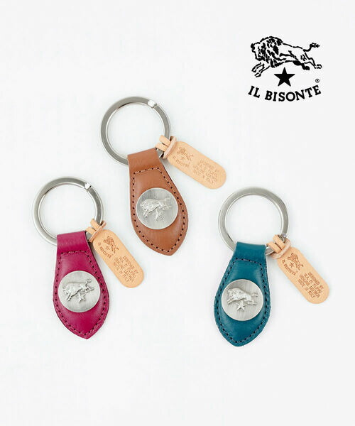 イルビゾンテ IL BISONTE キーリング キーホルダー 正規品 レザー 本革 牛革 イタリア製 コンチョ付き ギフト プレゼント・54252309550-0062502(メール便可能商品)[M便 1/5](メンズ)(レディース)
