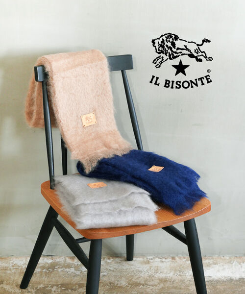 イルビゾンテ IL BISONTE ストール マフラー モヘア ショール 正規品 ふわふわ スペイン製 軽量 シンプル プレゼント ギフト・54252309581-0062502(レディース)