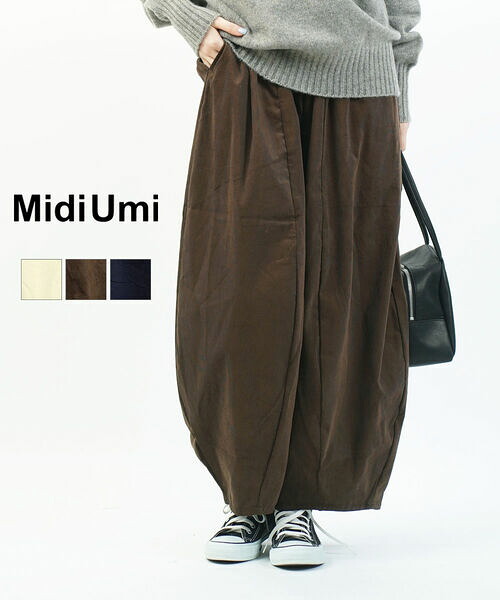 【30%OFF】ミディウミ Midi-Umi ワイドパンツ イージーパンツ カーブパンツ コクーン コーデュロイ ゆったり 体型カバー ウエストゴム 大人 カジュアル・4-76974554-1262502(レディース)|JACQUEMART