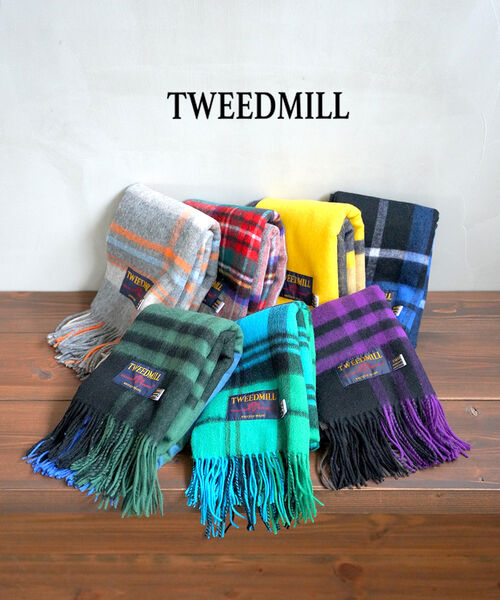 【ポイント10倍】ツイードミル TWEEDMILL マフラー ストール 大判ストール ウール チェック 無地 イギリス製 ギフト プレゼント 定番・70-190-0242502(レディース)