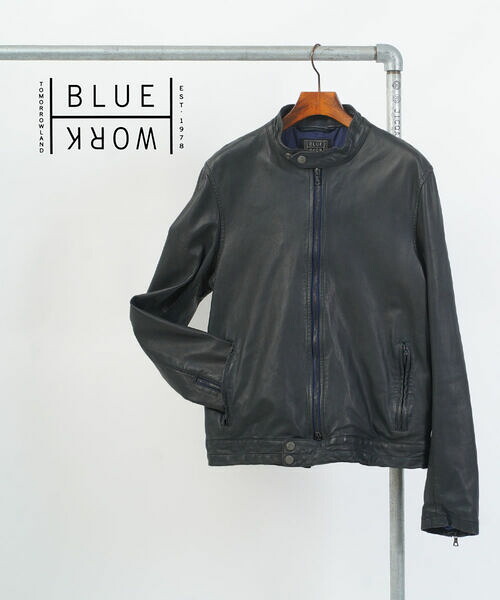 【マラソン期間中ポイント10倍】ブルーワーク Blue Work レザージャケット 革ジャン シングルライダース アウター ヴィンテージ ラムレザー 羊革・RJK-REDYE-9002302(メンズ)(2F)