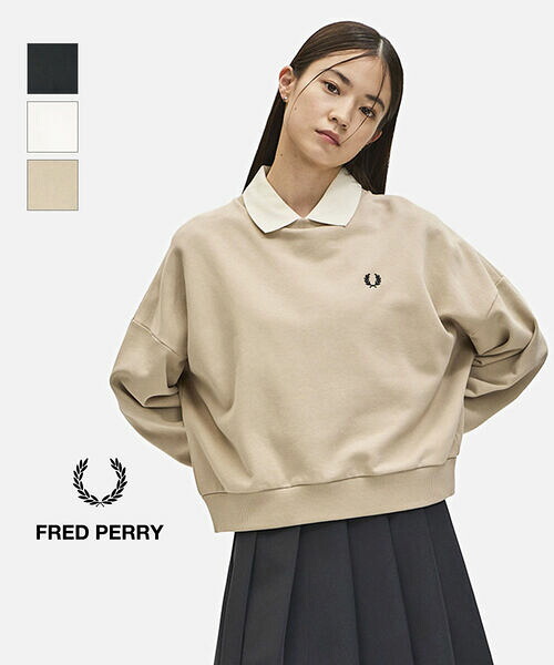 【マラソン期間中ポイント10倍】フレッドペリー FRED PERRY スウェット トレーナー トップス プルオーバー クルーネック クロップド丈 ショート丈 シンプル カジュアル・G1148-3872502(レディース)