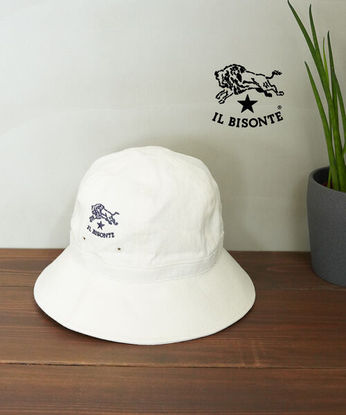 イルビゾンテ 正規品 IL BISONTE ロゴ刺繍入り バケットハット 帽子 丸い おしゃれ 高級感 売れ筋アイテム 人気 定番 シンプル ギフト カーキ ホワイト ・54232305380-0062301(レディース)