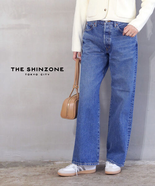 【尖んがり2倍】ザ シン地方 THE SHINZONE ジーンズ ズボン下 広広としたズボン下 デニム バギーパンツ 綿 綿織物 ゆったり 太め 今めかしい 一般受け ・23AMSPA04-4432501(レディース)
