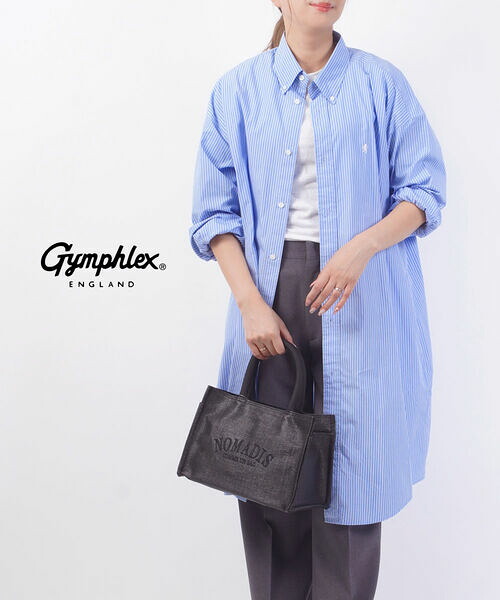 【4/15限定10%クーポン&ポイント10倍】ジムフレックス Gymphlex 長袖 ワンピース シャツワンピース シャツ ワンピ ロングシャツ 羽織り ゆったり 体型カバー ストライプ 綿 大人・GY-G0098STP-0322501(レディース)(JP)