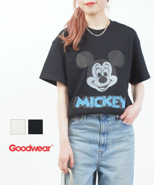 【4/10 23時59までポイント10倍】グッドウェア GOODWEAR Tシャツ 半袖 トップス カットソー ミッキー ミッキーマウス ディズニー ゆったり 大人 カジュアル・GDW-LCS-251602-3682501(メール便可能商品)[M便 5/5](レディース)