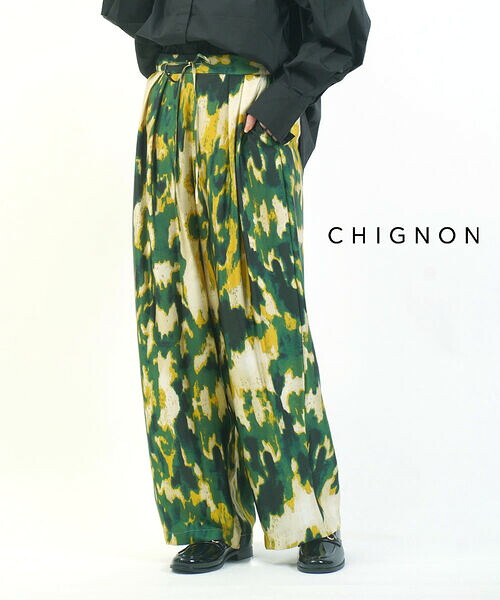 【4/10 23時59までポイント10倍】シニヨン CHIGNON ワイドパンツ プリントパンツ パンツ 柄パンツ プリント ワイド ゆったり ウエストゴム 楽ちん おしゃれ・3245-248MK-5092402(レディース)