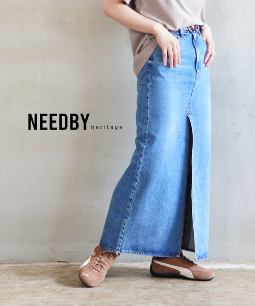 ニードバイ ヘリテージ NEEDBY heritage デニムスカート ロング デニム スカート マキシ丈 スリット Iライン タイト カジュアル きれいめ・N1C200837-2942502(レディース)