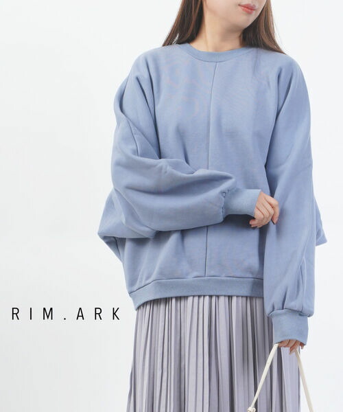 【マラソン期間中ポイント10倍】リムアーク RIM.ARK スウェット トレーナー トップス プルオーバー ドルマンスリーブ 長袖 ゆったり きれいめ 大人 シンプル コットン・460FSL80-0010-4202201(レディース)(last_1)