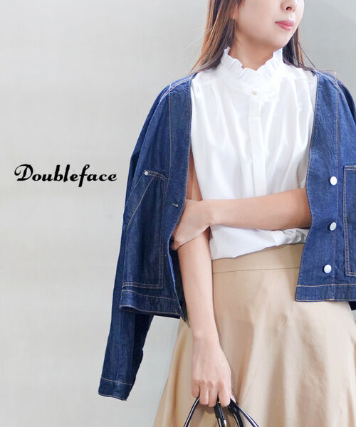 【4/10 23時59までポイント10倍】ダブルフェーストーキョー Doubleface tokyo ブラウス シャツ トップス フレンチスリーブ ノースリーブ スタンドカラー きれいめ オフィス・140046-0502401(レディース)