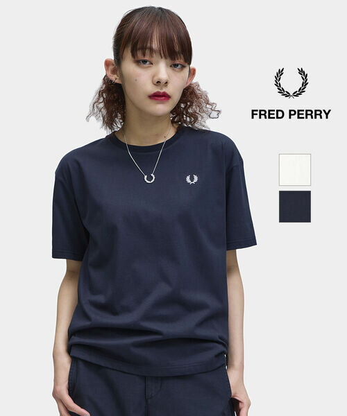 【4/10 23時59までポイント10倍】【2026年春夏新作】フレッドペリー FRED PERRY Tシャツ カットソー 半袖 クルーネック ワンポイント ゆったり 綿 コットン シンプル おしゃれ・G1142-3872601(メール便可能商品)[M便 5/5](レディース)
