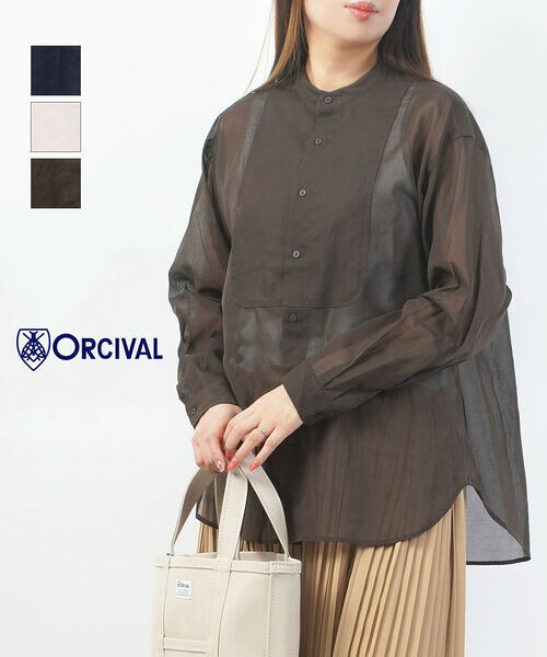 【30%OFF】【2026年春夏新作】オーチバル・オーシバル ORCIVAL シャツ シアーシャツ ブラウス トップス 羽織り 長袖 シアー 透け感 バンドカラー ゆったり・OR-B0270VOM-0322601(レディース)(JP)｜JACQUEMART