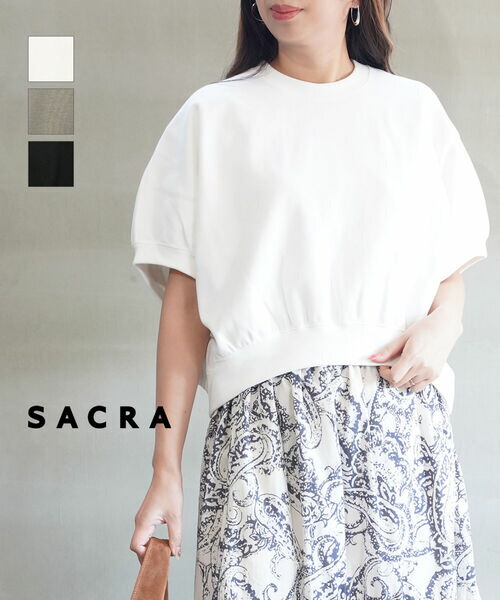 【尖んがり2倍】櫻 SACRA 流汗 半袖 トップス カットソー ティーシャツ 遊撃手丈 クロップド丈 体型覆いかぶせる 分かりやすい・126145091-3342601(レディース)