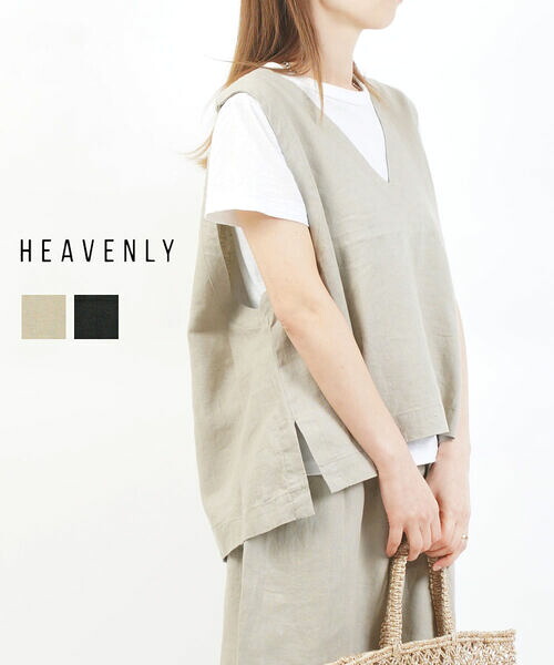 【4/20限定ポイント10倍】【2026年春夏新作】ヘブンリー HEAVENLY ベスト トップス プルオーバー リネン 麻 ノースリーブ セットアップ Vネック レイヤード オフィス カジュアル・2613042-5022601(レディース)