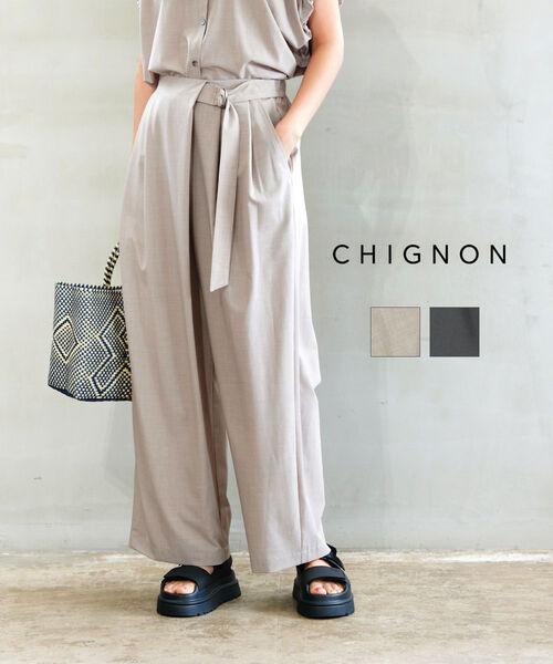 【20%OFF】【2026年春夏新作】シニヨン CHIGNON 広広としたズボン下 コクーンパンツ さあ美ズボン下 ゆったり 広広とした 体型取りまかなう 三尺帯付き添い人 今めかしい 好いたらしいめ・3262-334MK-5092601(レディース)