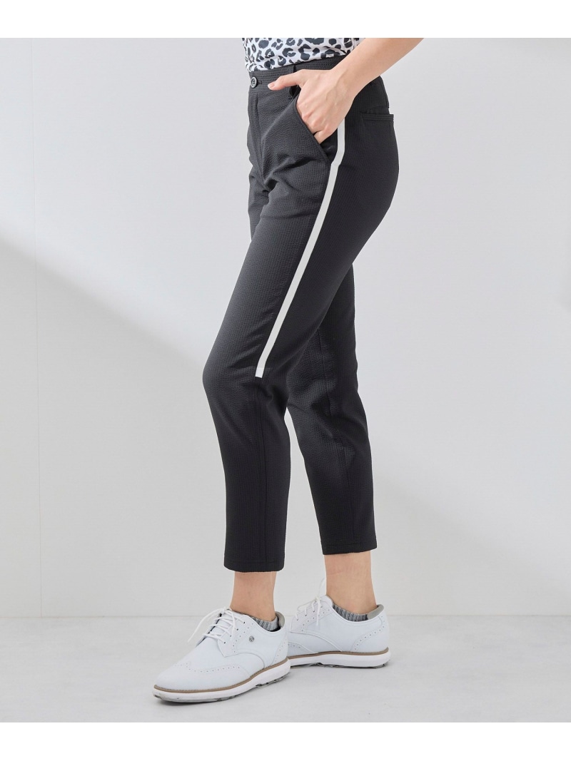 【SALE／50%OFF】【撥水】シアサッカーサイドラインクロップドパンツ JUN&ROPE' ジュンアンドロペ パンツ その他のパンツ ネイビー ブラック ホワイト【RBA_E】【送料無料】[ Fashion]
