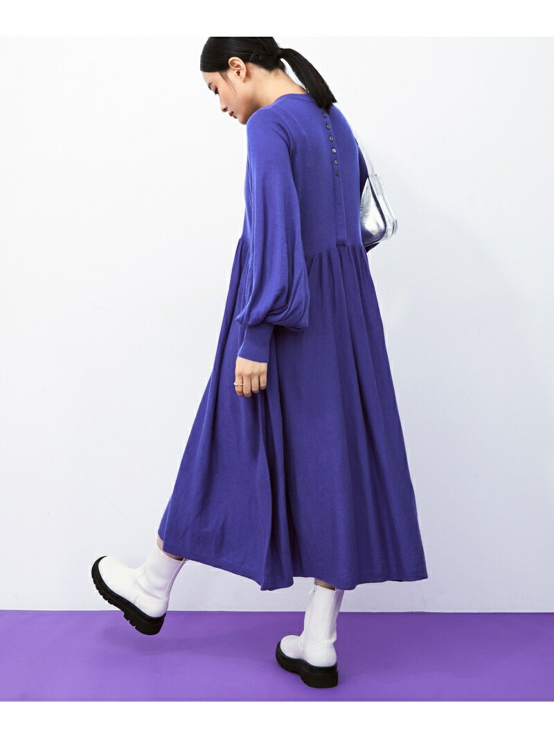楽天市場 ギャザーフレアニットワンピース Adam Et Rope アダムエロペ ワンピース ワンピースその他 ブルー ブラック 先行予約 送料無料 Rakuten Fashion J Adore Jun Online