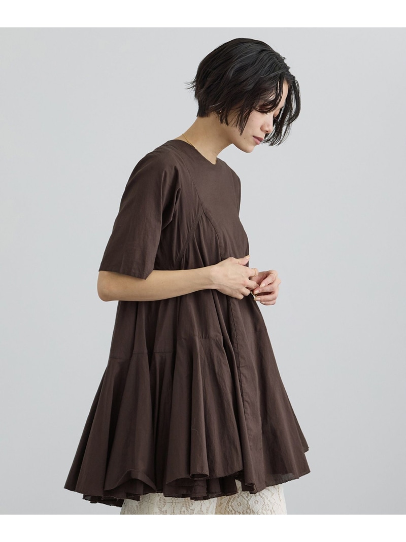 【AAYUSHI(アユーシ) for SALON】別注ボリュームフレアハーフスリーブワンピース SALON adam et rope' サロン アダム エ ロペ ワンピース・ドレス ワンピース ベージュ【先行予約】*【送料無料】[ Fashion]
