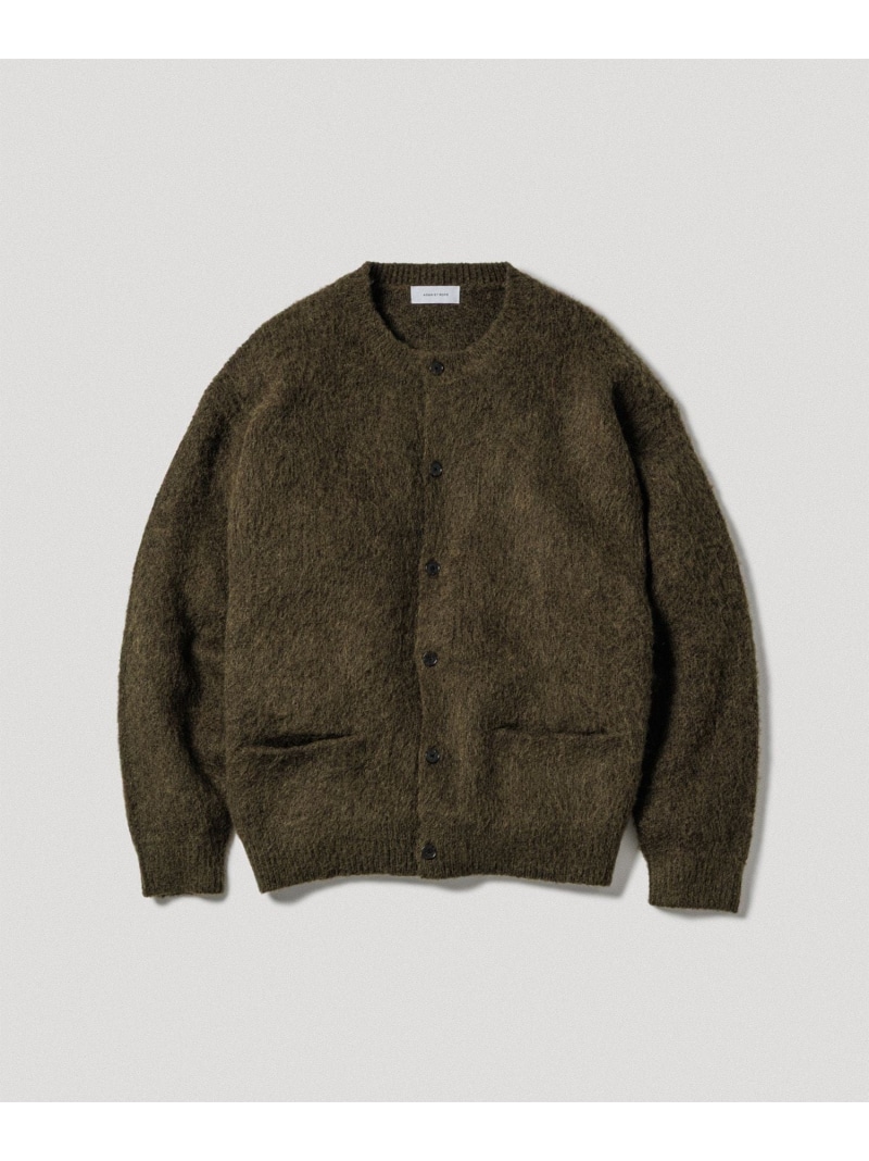 モヘアミックス オーバーサイズ クルーネックカーディガン ADAM ET ROPE' HOMME アダムエロペ トップス カーディガン レッド カーキグリーン ブラック ブラウン【送料無料】[ Fashion]