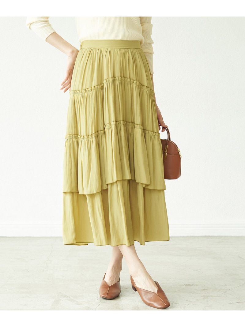 ティアードフリルスカート Rope Picnic ロペピクニック スカート スカートその他 グリーン グレー カーキ 先行予約 送料無料 Rakuten Fashion Andapt Com